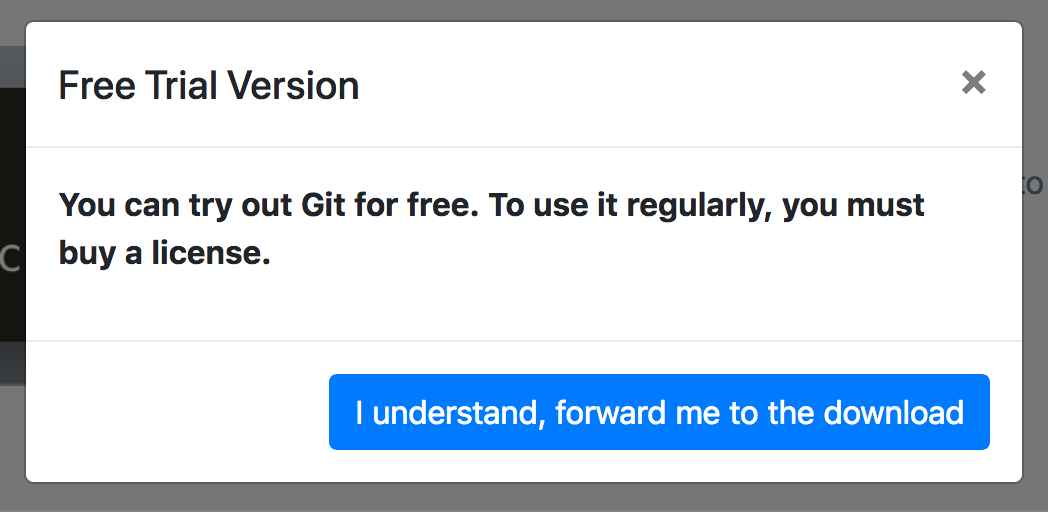 Screenshot of git trial conditions